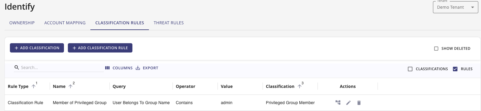 Classification Rules page