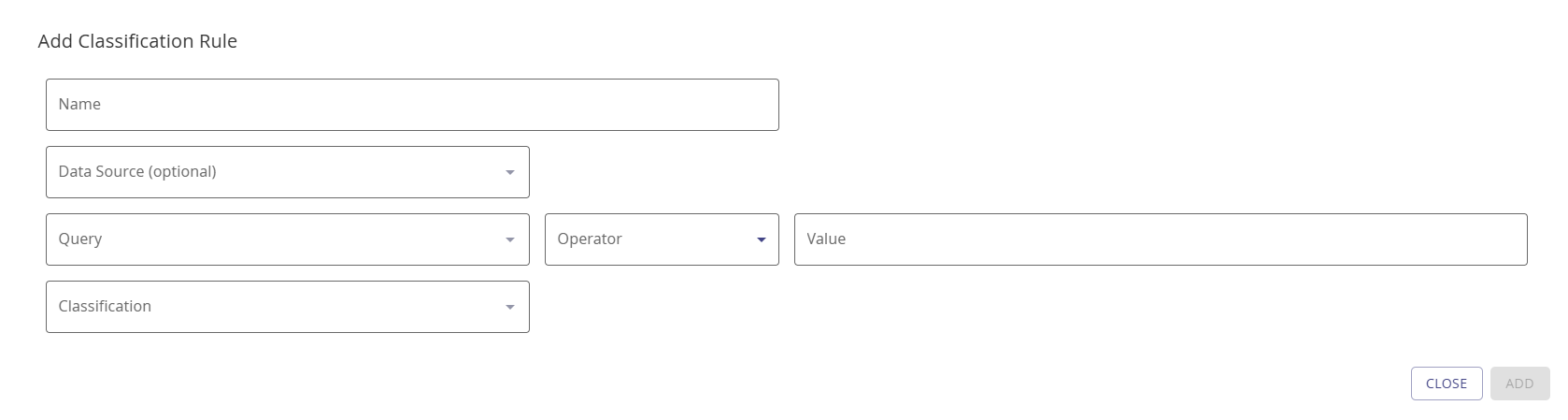 Add classification rule modal