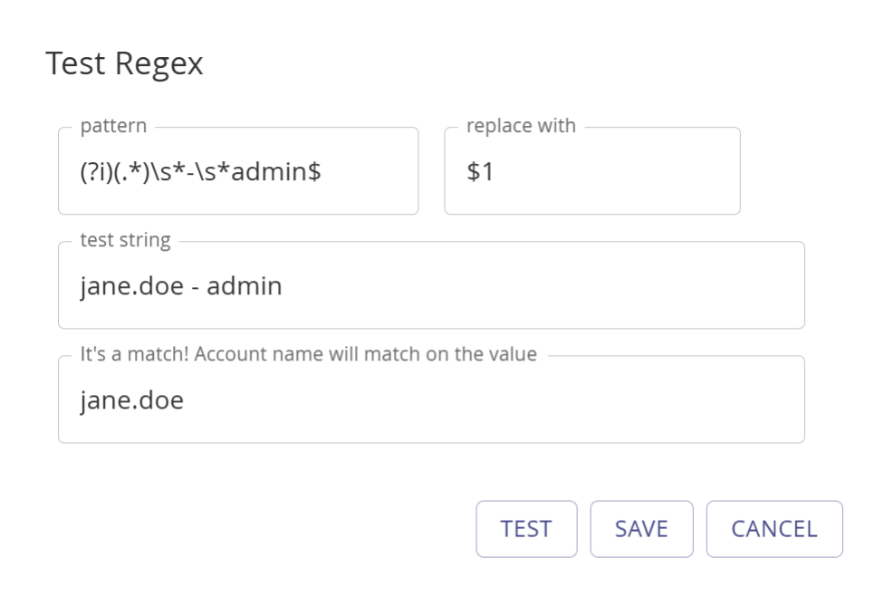 Test RegEx modal