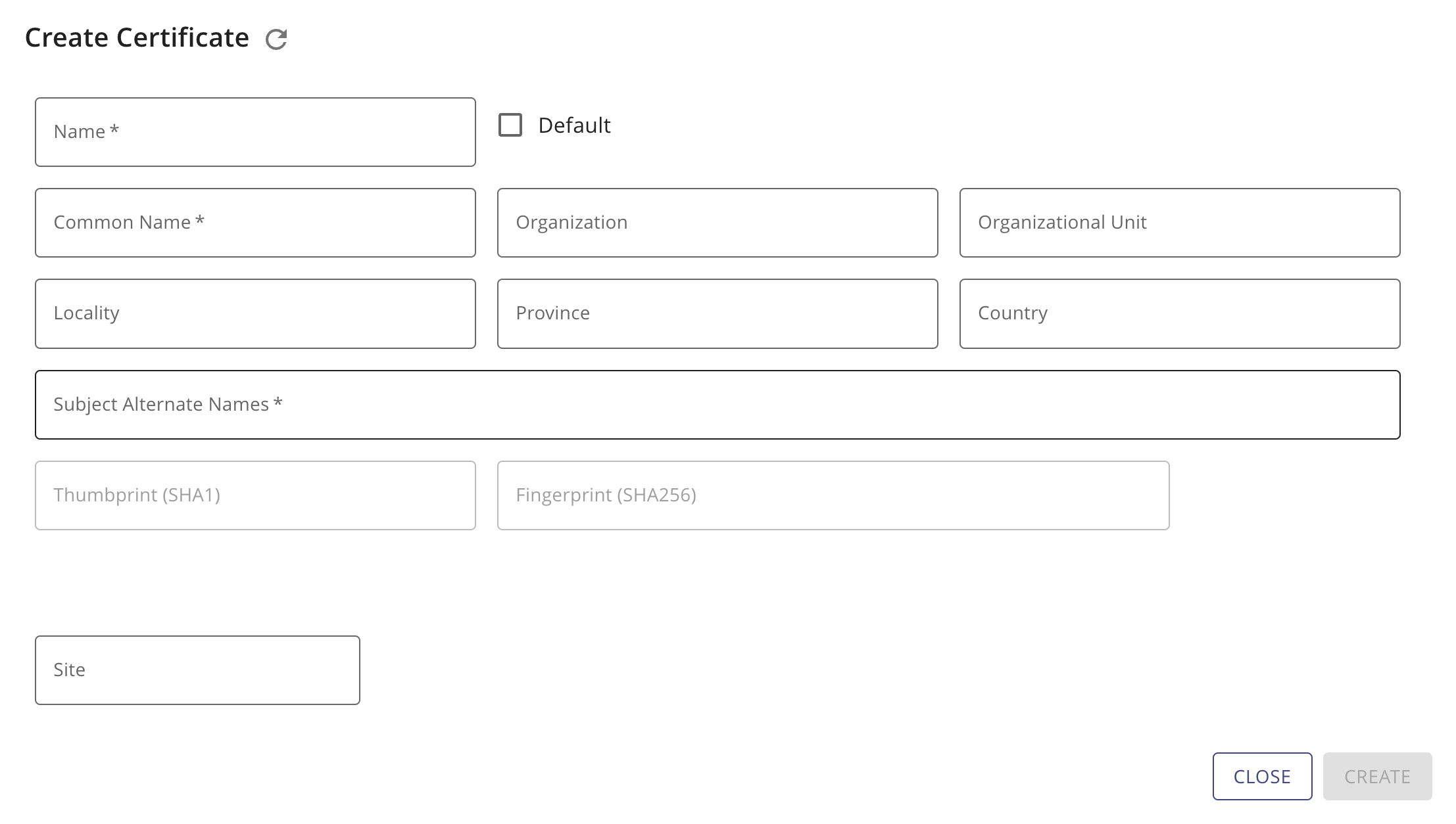 Add Certificate modal