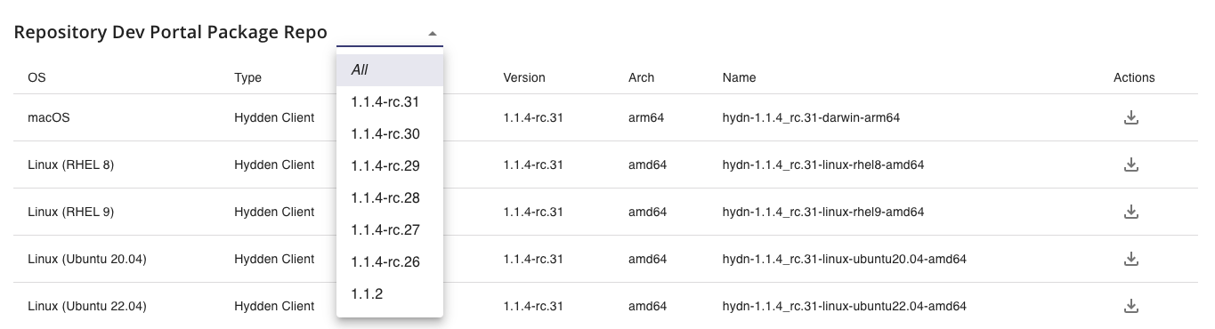 Packages download modal, with Pull All option selected.