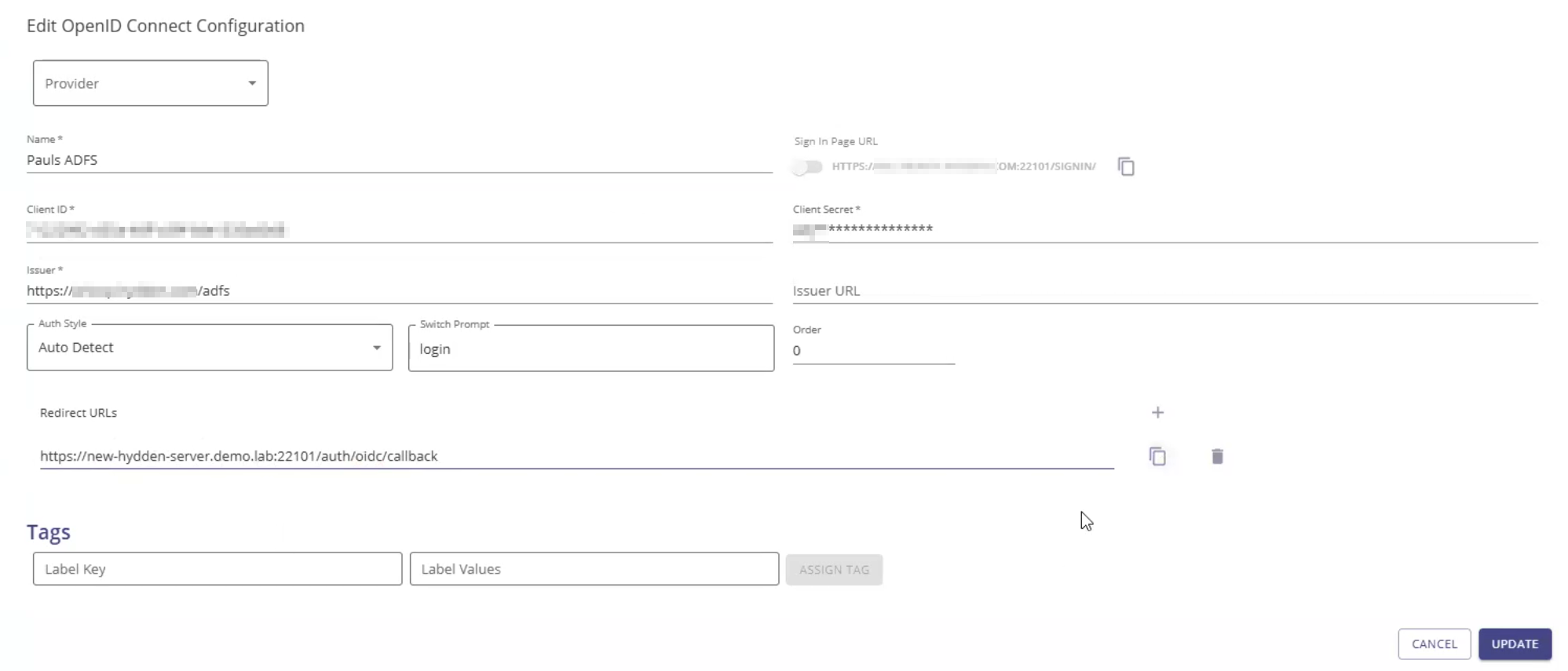 OpenID-Anbieter Modal