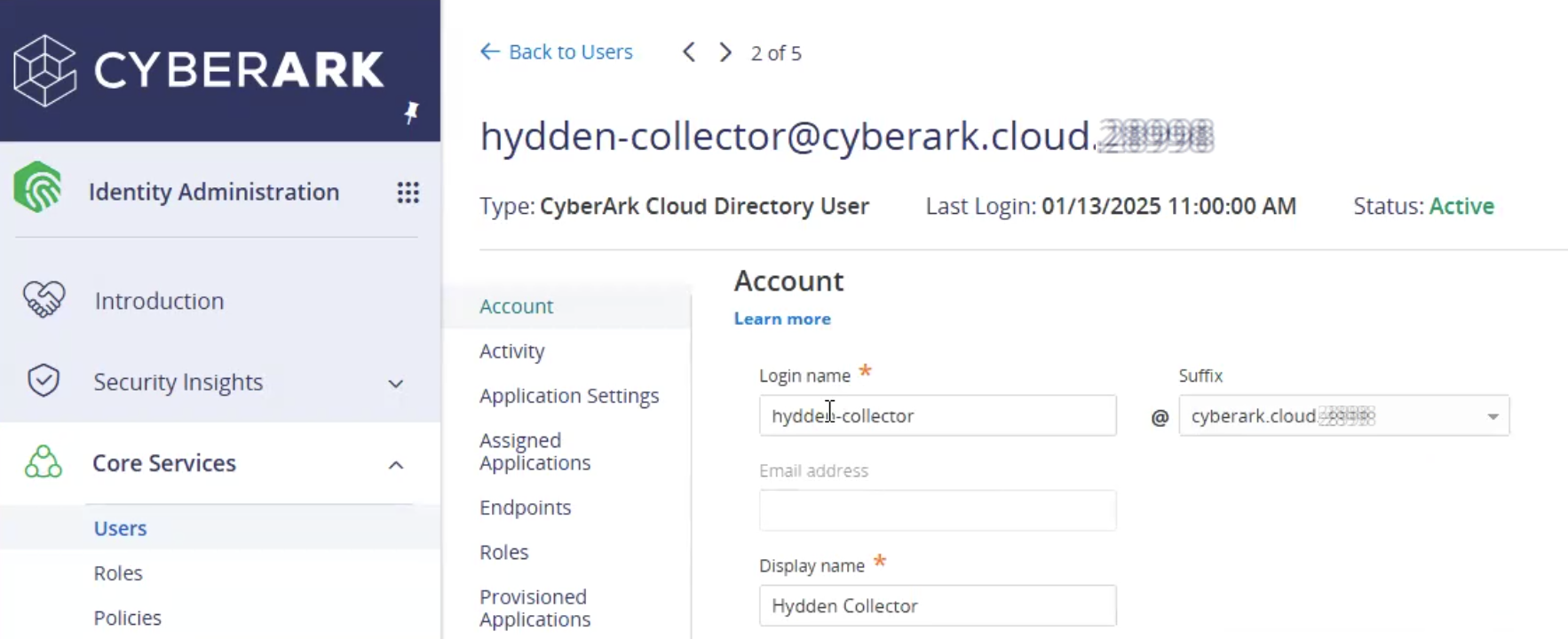 CyberArk Core Services Konto-Referenz