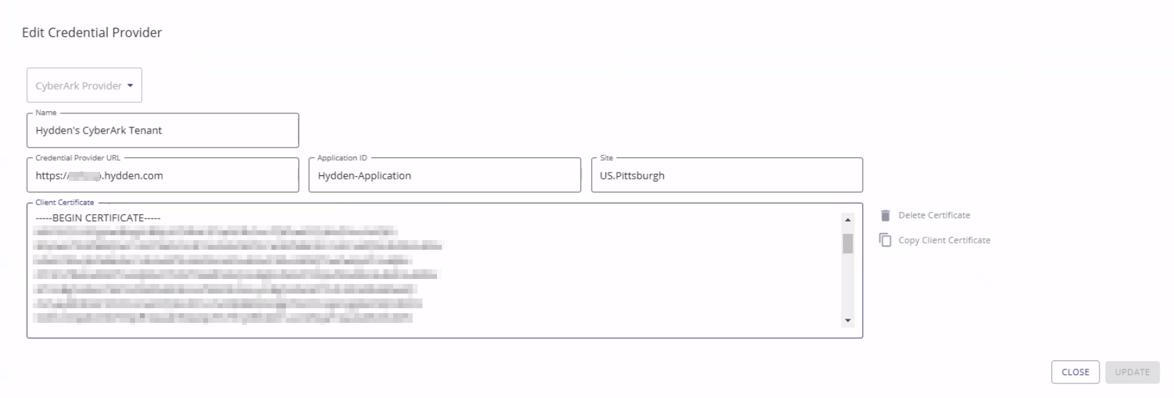 Modal Credential Provider bearbeiten