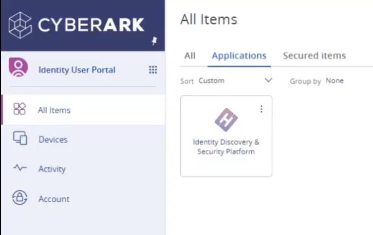 Hydden app tile in CyberArk portal