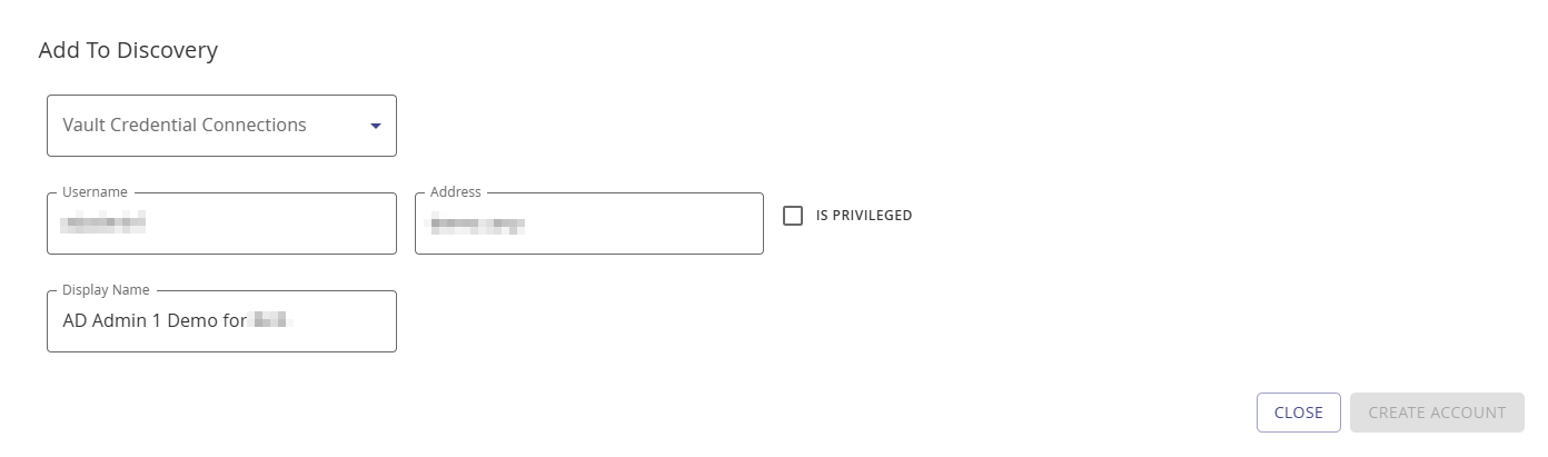 Example add to vault modal