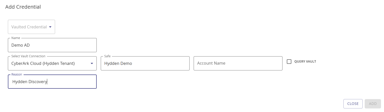 Beispiel für Vault-Anmeldedaten