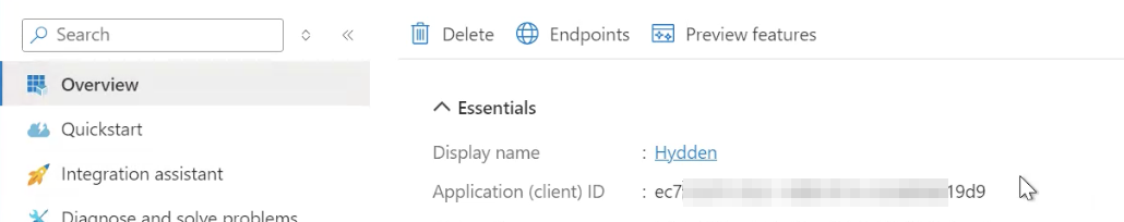 Azure portal overview page