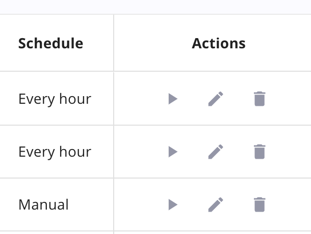 Action example in table grid
